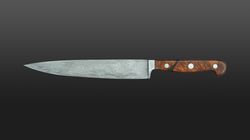 Non-stainless damask steel, damask slicing knife
