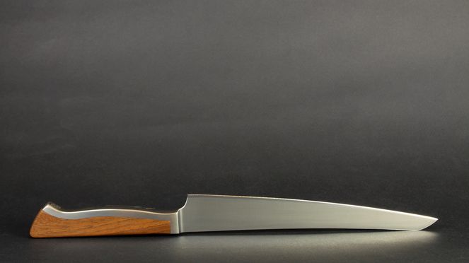 
                    slicing knife Caminada with wooden sheath made of forged steel of Solingen