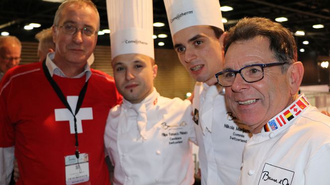 
                    Bocuse d'Or 2017: Lucien Mosimann, Filipe Fonseca Pinheiro mit Commis, Marcel Lesoille