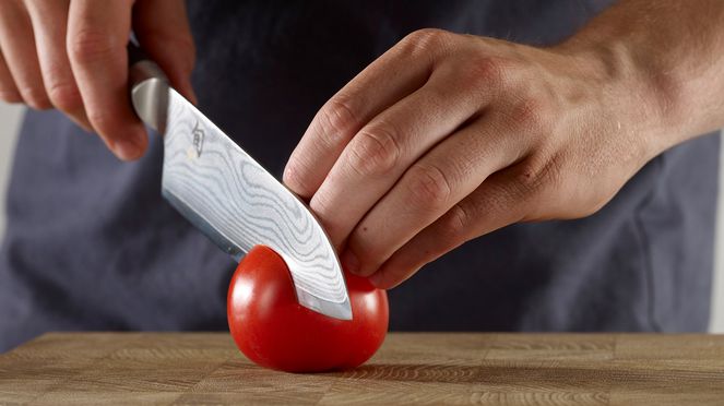 
                    Santoku cutting green onion