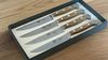 
                    steak knife set oak wood with four steak knives